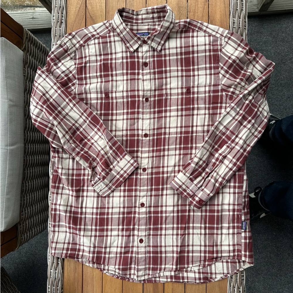 Patagonia Burgundy and Cream Plaid Men's Shirt